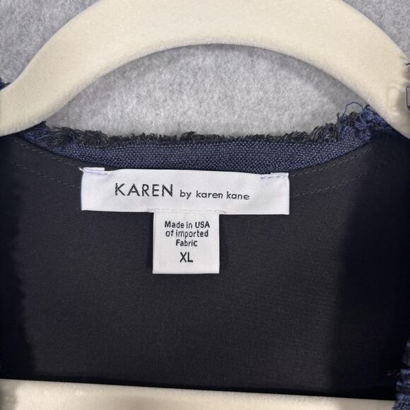 Karen Kane Cardigan Jacket XL Linen Cotton Frayed Asymmetric Lagenlook‎ Artsy - Picture 5 of 10